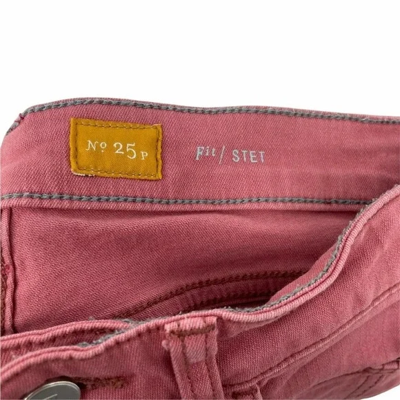 Pilcro And The Letterpress Pants Women's 25P Pink Denim Fit Slit Hem Crop Jeans - Picture 11 of 12
